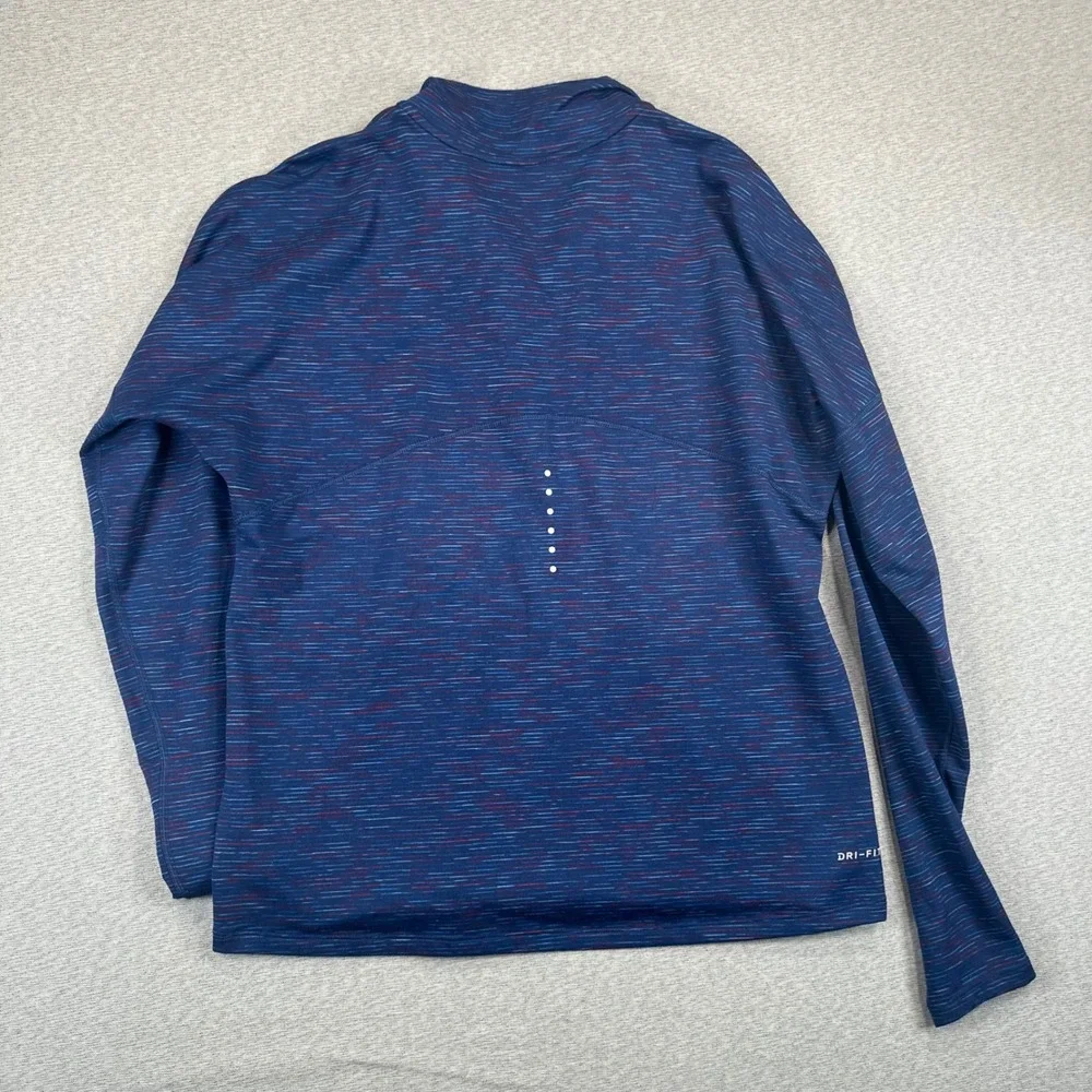 Nike Running Shirt Women M 1/4 Zip Pullover Blue Space Dye Mock Neck Dri-FIT